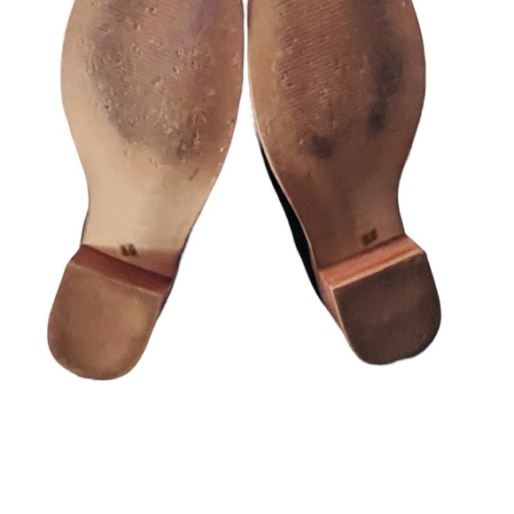 STEVEN Madden Black Suede Leather Chunky Heel Zip Boot Size 8 - Picture 5 of 7